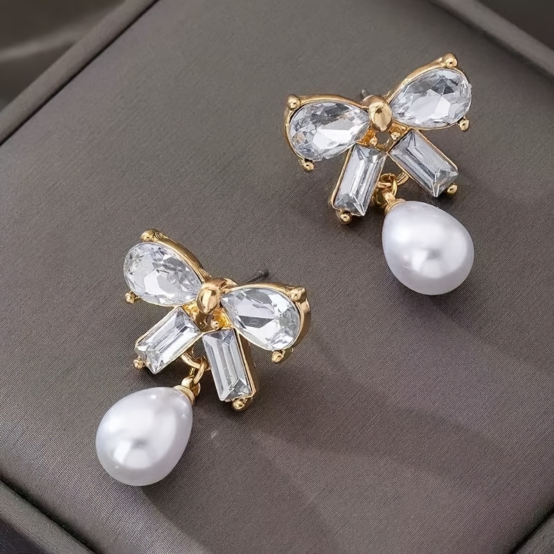 Women's French Light Luxury Bow Drop Earrings, Elegant Gift